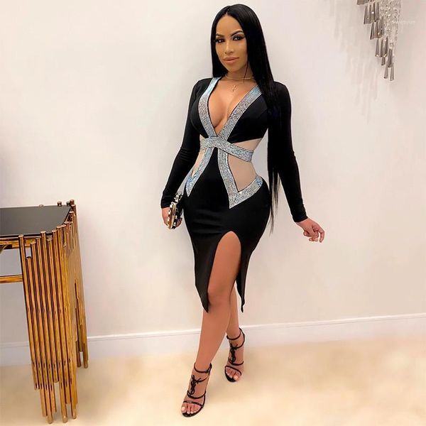 casual dresses diamonds women's bodycon dress long sleeve mesh patchwork woman fashion v neck evening party club midi vestidos, Black;gray
casual dresses diamonds women's bodycon dress long sleeve mesh patchwork woman fashion v neck evening party club midi vestidos, Black;gray
