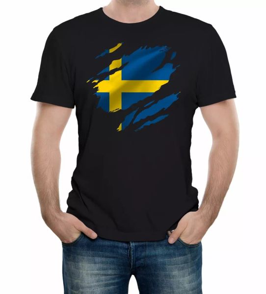 torn sweden flag men's t-shirt swedish stockholm country national football, White;black
torn sweden flag men's t-shirt swedish stockholm country national football, White;black