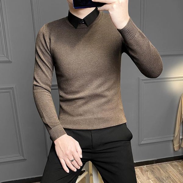 men's sweaters spring autumn fashion slim patchwork knit male fake two-piece lapel sweater men thin casual pullovers o132, White;black
men's sweaters spring autumn fashion slim patchwork knit male fake two-piece lapel sweater men thin casual pullovers o132, White;black