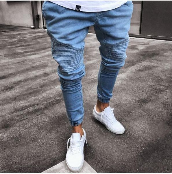 men skinny fashion medium stretch mens jeans slim motorcycle moto biker causal denim pants hip hop, Blue
men skinny fashion medium stretch mens jeans slim motorcycle moto biker causal denim pants hip hop, Blue