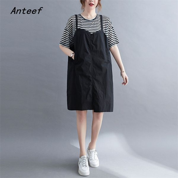 short sleeve plus size cotton vintage stripe dresses for women casual loose midi summer dress elegant clothes sundress 210517, Black;gray
short sleeve plus size cotton vintage stripe dresses for women casual loose midi summer dress elegant clothes sundress 210517, Black;gray