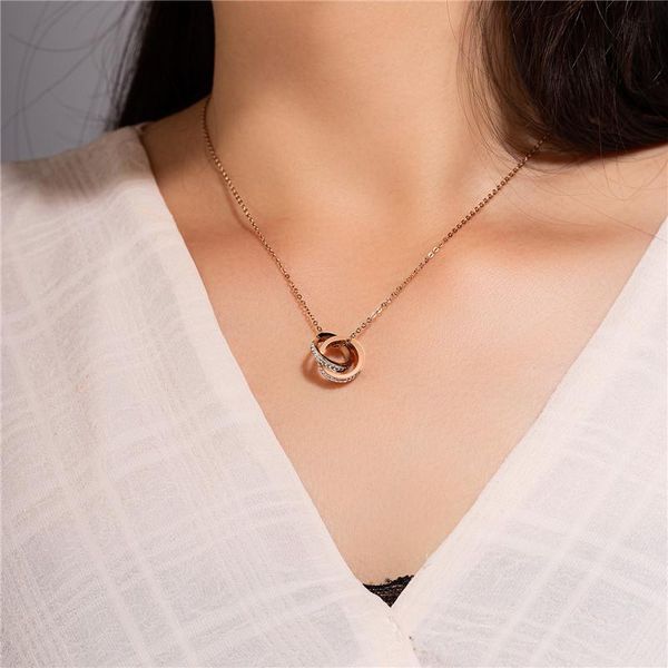 pendant necklaces european american style stainless steel necklace for women rose gold chain fashion set zircon gift jewelry 2021 trend, Silver
pendant necklaces european american style stainless steel necklace for women rose gold chain fashion set zircon gift jewelry 2021 trend, Silver