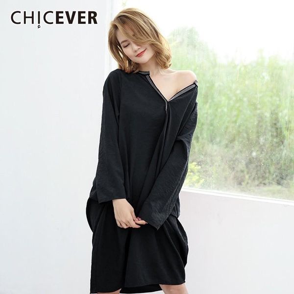 casual dresses chicever spring autumn for women v neck long sleeve loose oversize black midi dress female fashion clothes, Black;gray
casual dresses chicever spring autumn for women v neck long sleeve loose oversize black midi dress female fashion clothes, Black;gray