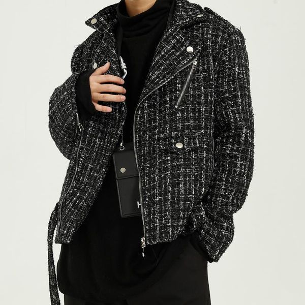 men's clothing - autumn and winter 2021 product small fragrance lapel short loose ruffian handsome plaid coat for jackets, Black;brown
men's clothing - autumn and winter 2021 product small fragrance lapel short loose ruffian handsome plaid coat for jackets, Black;brown