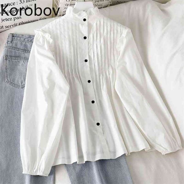 korobov autumn winter new chic women long sleeve blouses korean office lady stand collar female shirts puff sleeve blusas mujer 210430, White
korobov autumn winter new chic women long sleeve blouses korean office lady stand collar female shirts puff sleeve blusas mujer 210430, White