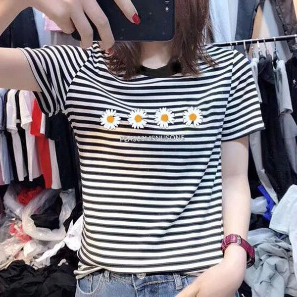 women's t-shirt striped short-sleeved 2021 summer slim round neck bottoming shirt all-match top, White
women's t-shirt striped short-sleeved 2021 summer slim round neck bottoming shirt all-match top, White