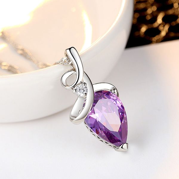 fashion red purple water drop shaped pendant necklace for women girl elegant temperament jewelry weddings christmas gift, Silver
fashion red purple water drop shaped pendant necklace for women girl elegant temperament jewelry weddings christmas gift, Silver
