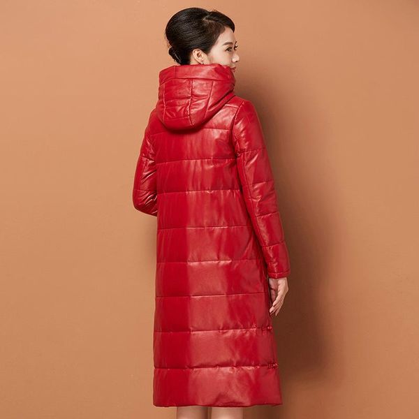 women's leather & faux womens genuine down coat brand korean fashion long hooded overcoat 2021 winter warm single breasted red jacket, Black
women's leather & faux womens genuine down coat brand korean fashion long hooded overcoat 2021 winter warm single breasted red jacket, Black
