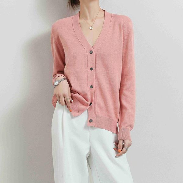 women's knits & tees spring and autumn cotton knit cardigan v-neck jacket sweater short loose long sleeve pure ladies top, White
women's knits & tees spring and autumn cotton knit cardigan v-neck jacket sweater short loose long sleeve pure ladies top, White