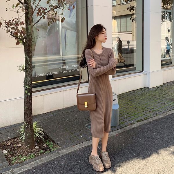 sweater women long sleeve knitted maxi dress autumn fashion womens dresses 2021, Black;gray
sweater women long sleeve knitted maxi dress autumn fashion womens dresses 2021, Black;gray