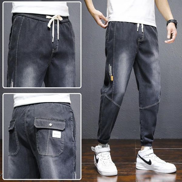 men's jeans cropped mens loose-fitting harem pants korean casual plus size men slim fit, Blue
men's jeans cropped mens loose-fitting harem pants korean casual plus size men slim fit, Blue