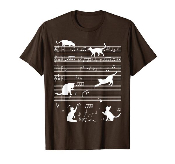 cute cat kitty playing music note clef musician art pianist t-shirt, White;black