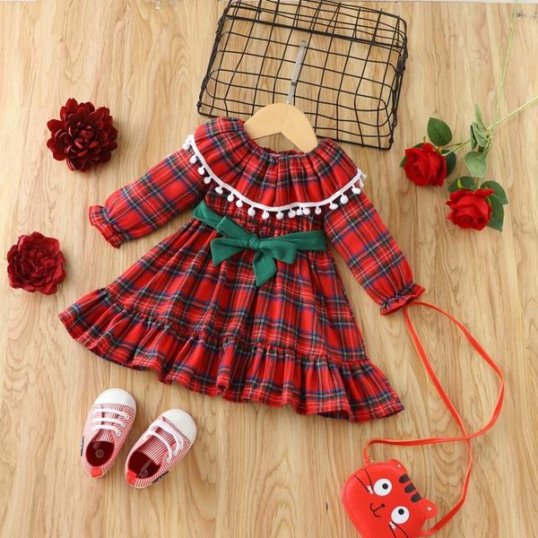 girl's dresses toddler girl fall clothes sweet plaid long flare sleeve belt baby girls dress party festival princess 0-3y, Red;yellow
girl's dresses toddler girl fall clothes sweet plaid long flare sleeve belt baby girls dress party festival princess 0-3y, Red;yellow