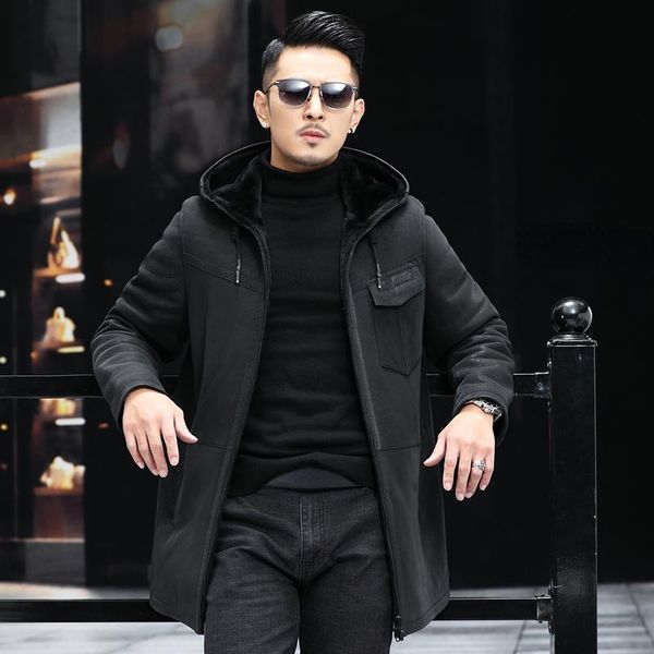 men's leather & faux winter natural fur coat genuine sheepskin jacket mid black coats hooded man's clothes jaqueta de couro sqq905
men's leather & faux winter natural fur coat genuine sheepskin jacket mid black coats hooded man's clothes jaqueta de couro sqq905