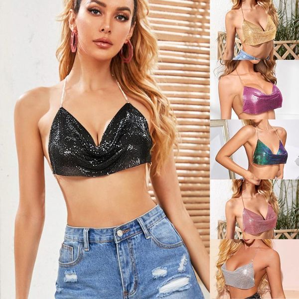 bustiers & corsets fashion metal sequins crop summer club femme backless bralette vest beach halter sequined party women tank camis, Black;white
bustiers & corsets fashion metal sequins crop summer club femme backless bralette vest beach halter sequined party women tank camis, Black;white