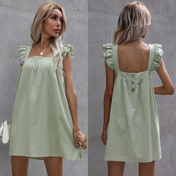 casual dresses ruffles spaghetti strap summer women square collar mini beach dress sleeveless backless solid fashion elegant, Black;gray
casual dresses ruffles spaghetti strap summer women square collar mini beach dress sleeveless backless solid fashion elegant, Black;gray