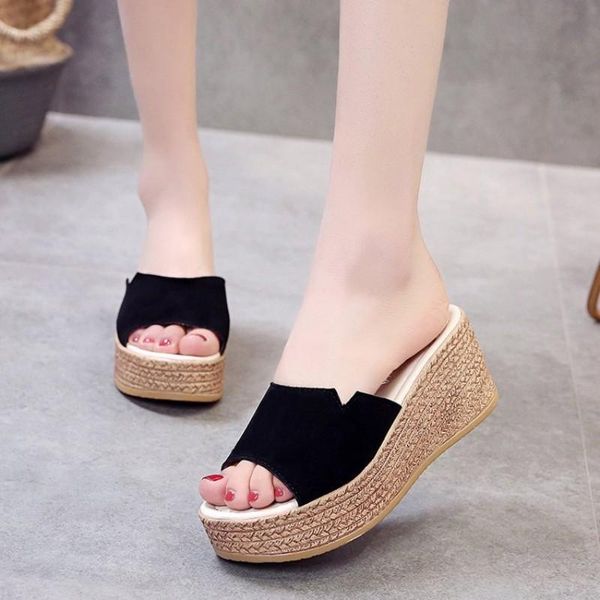 slippers fashion women's sandals 2021 summer peep-toe slides woman high-heel ladies platfroms casual wedges for women shoes, Black
slippers fashion women's sandals 2021 summer peep-toe slides woman high-heel ladies platfroms casual wedges for women shoes, Black