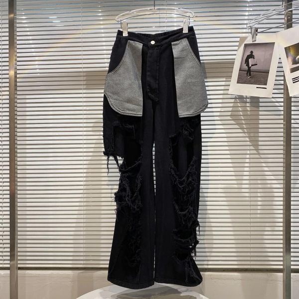 women's jeans 2021 summer fashionable big pocket hole old qi gai ku ragged pants, casual pants female tide beggar dress, Blue
women's jeans 2021 summer fashionable big pocket hole old qi gai ku ragged pants, casual pants female tide beggar dress, Blue