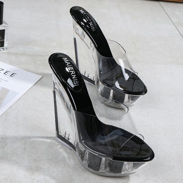 slippers slope with non-slip fish mouth word high-heeled sandals fashion transparent open-toed tide brand female summer 2021, Black
slippers slope with non-slip fish mouth word high-heeled sandals fashion transparent open-toed tide brand female summer 2021, Black