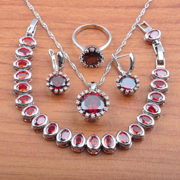 earrings & necklace products red zirconia crystal silver color jewelry set for women pendant rings bracelet js0525
earrings & necklace products red zirconia crystal silver color jewelry set for women pendant rings bracelet js0525