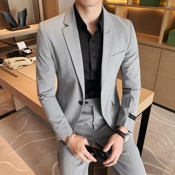 men's suits & blazers cotton commercial suit 2021 male slim fashion 2 korean business casual clothing (jacket + pants), White;black
men's suits & blazers cotton commercial suit 2021 male slim fashion 2 korean business casual clothing (jacket + pants), White;black