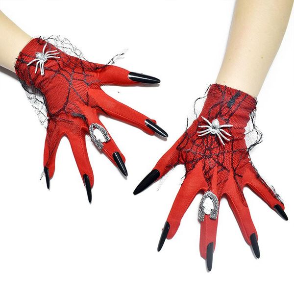 five fingers gloves halloween cool lace dance party show horror props short glove ghost nails red cosplay mittens, Blue;gray
five fingers gloves halloween cool lace dance party show horror props short glove ghost nails red cosplay mittens, Blue;gray
