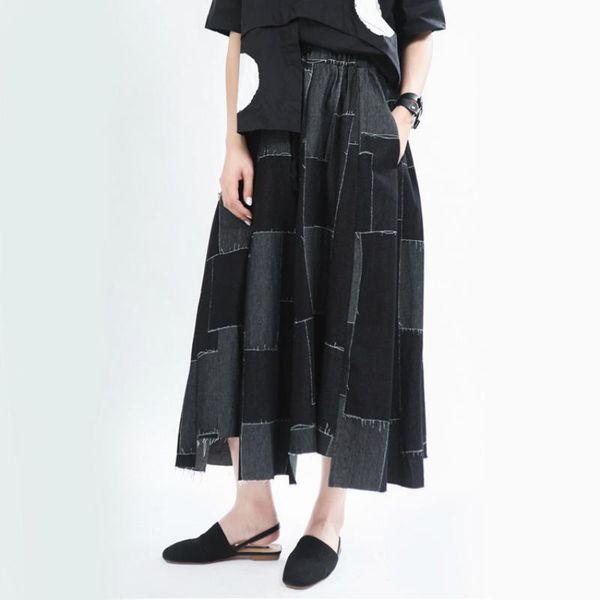 skirts gothic black denim skirt women plus size irregular hem jean patchwork reometric square elastic waist pockets 2021 summer
skirts gothic black denim skirt women plus size irregular hem jean patchwork reometric square elastic waist pockets 2021 summer