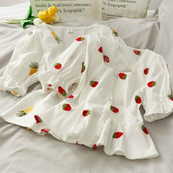 women's blouses & shirts chiffon blouse women slim casual kawaii 2021 summer korean style clothes puff sleeve elastic leisure female, White
women's blouses & shirts chiffon blouse women slim casual kawaii 2021 summer korean style clothes puff sleeve elastic leisure female, White