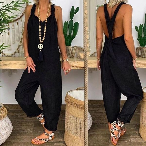 women's jumpsuits & rompers women solid color bib overall sleeveless backless knotted womens jumpsuit female summer 2021, Black;white
women's jumpsuits & rompers women solid color bib overall sleeveless backless knotted womens jumpsuit female summer 2021, Black;white