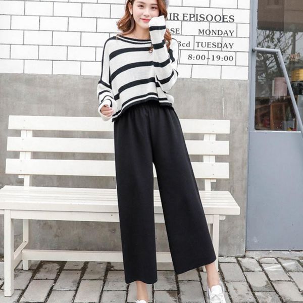 women's pants & capris track woman trouses autumn winter loose lazy wind high waist straight nine points wide-knit for women vestiti, Black;white
women's pants & capris track woman trouses autumn winter loose lazy wind high waist straight nine points wide-knit for women vestiti, Black;white