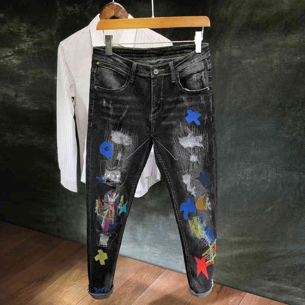 jeans fashion streetwear slim fit patches designer ripped men personality punk pants hip hop jeans homme, Blue
jeans fashion streetwear slim fit patches designer ripped men personality punk pants hip hop jeans homme, Blue