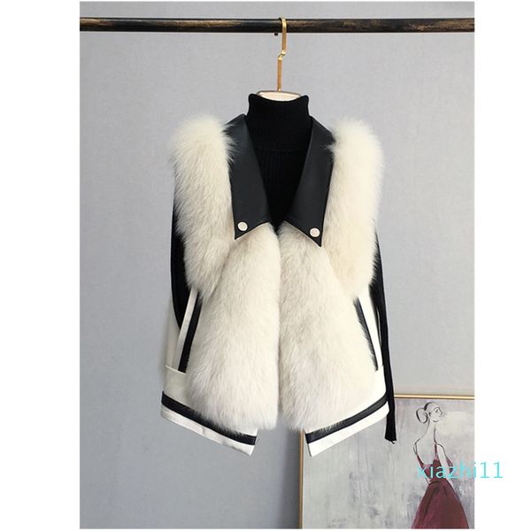 new design women's turn down collar pu leather patchwork faux fur sleeveless short vest coat warm thickening casacos plus size, Black
new design women's turn down collar pu leather patchwork faux fur sleeveless short vest coat warm thickening casacos plus size, Black