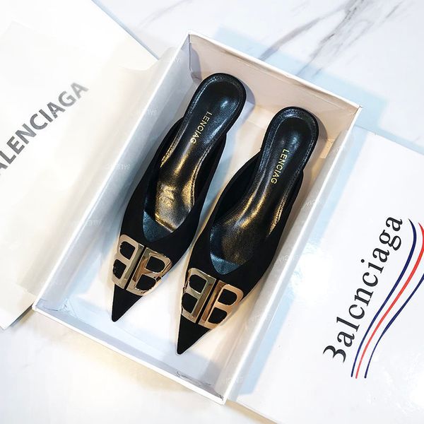 slipper slippers for women's wear new style in summer 2021 double b pointed shallow mouth low heel muller shoes baotou thin heel sandal, Black
slipper slippers for women's wear new style in summer 2021 double b pointed shallow mouth low heel muller shoes baotou thin heel sandal, Black