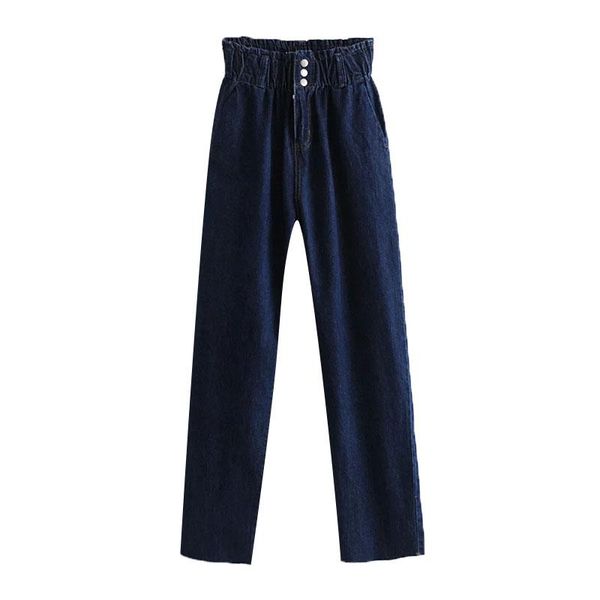 women's jeans women chic fashion side pockets straight vintage high elastic waist button female denim trousers mujer, Blue
women's jeans women chic fashion side pockets straight vintage high elastic waist button female denim trousers mujer, Blue