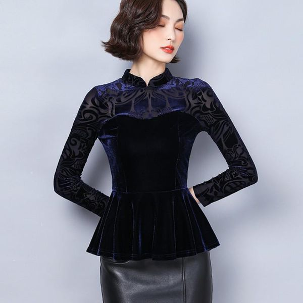 women's blouses & shirts vintage chinese style women velour peplum lady elegant ruffles woman cheongsam, White
women's blouses & shirts vintage chinese style women velour peplum lady elegant ruffles woman cheongsam, White