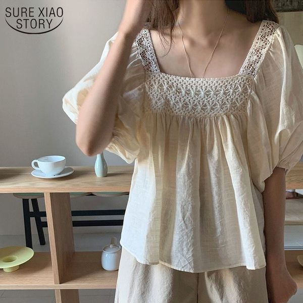 korea hollow crochet bubble sleeve women's shirt summer square collar vintage splicing and blouse 14321 210508, White
korea hollow crochet bubble sleeve women's shirt summer square collar vintage splicing and blouse 14321 210508, White