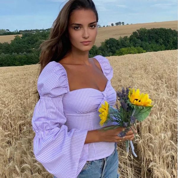 women's blouses & shirts foridol lantern sleeve plaid purple blouse autumn winter bowknot casual office ladies short square colllar, White
women's blouses & shirts foridol lantern sleeve plaid purple blouse autumn winter bowknot casual office ladies short square colllar, White