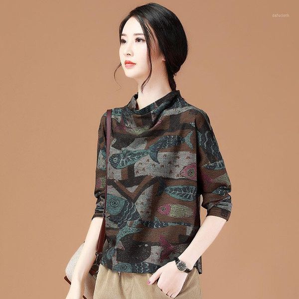 woman tshirts turtleneck print t-shirt women's loose mujer camisetas, White
woman tshirts turtleneck print t-shirt women's loose mujer camisetas, White