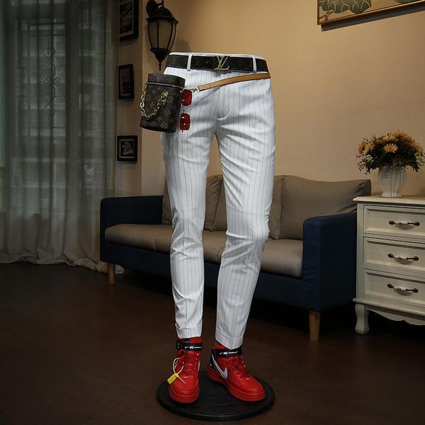 men's suits & blazers xm geeki spring and summer business casual formal dress korean slim fit wedding white striped male groom pants, White;black
men's suits & blazers xm geeki spring and summer business casual formal dress korean slim fit wedding white striped male groom pants, White;black