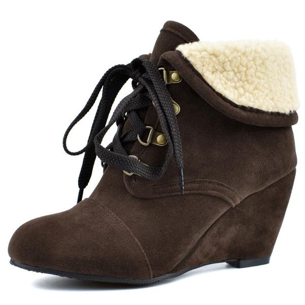 boots bonjomarisa big size 44 flock female ankle shoes lace wedges short plush women warm add fur winter woman, Black
boots bonjomarisa big size 44 flock female ankle shoes lace wedges short plush women warm add fur winter woman, Black