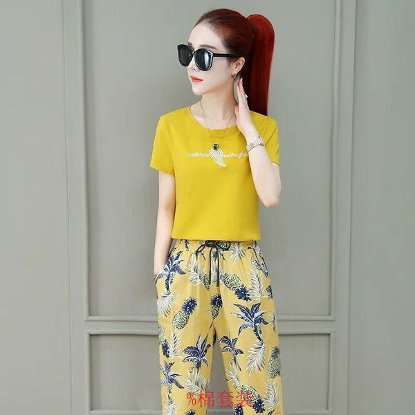 pant suit women's cotton printed +trousers sets femme fashion o neck t-shirt + ankle length pants two-piece girl 7 jeans, Blue
pant suit women's cotton printed +trousers sets femme fashion o neck t-shirt + ankle length pants two-piece girl 7 jeans, Blue