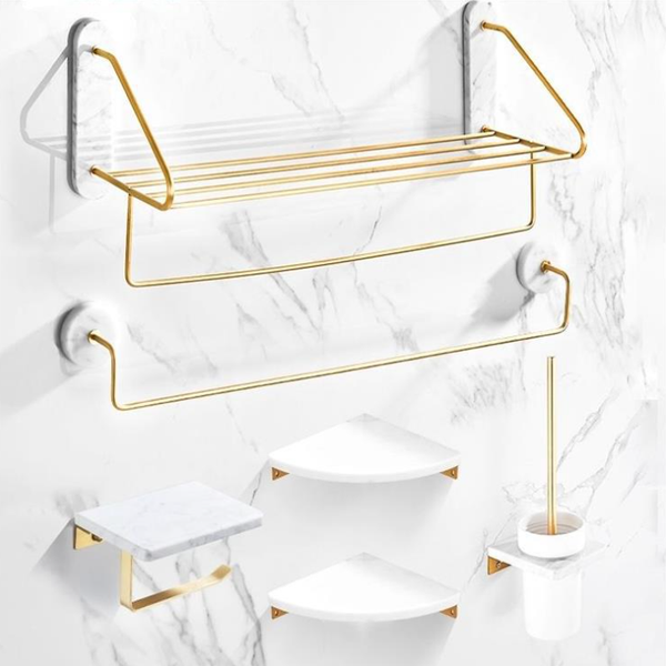 bath accessory set white marble bathroom hardwares brushed gold paper holder corber shelf towel rack hanger
bath accessory set white marble bathroom hardwares brushed gold paper holder corber shelf towel rack hanger