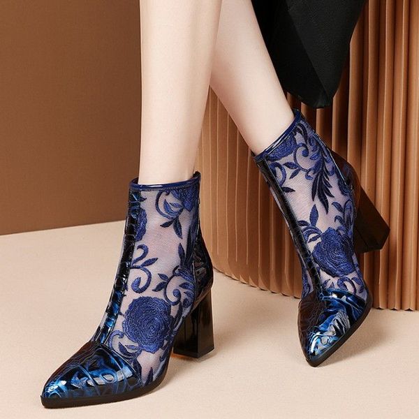 europea genuine leather sandals mesh boots woman embroidery flower womens hoes summer heels pointed toe chunky heel female, Black
europea genuine leather sandals mesh boots woman embroidery flower womens hoes summer heels pointed toe chunky heel female, Black