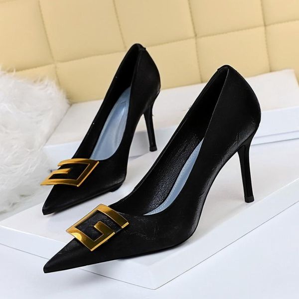 dress shoes fashion banquet high heels slim stiletto heel shallow mouth pointed-toe metal square buckle pumps, Black
dress shoes fashion banquet high heels slim stiletto heel shallow mouth pointed-toe metal square buckle pumps, Black