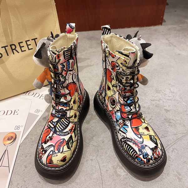ankle boots women shoes fashion designer cartoon graffiti platform botas women female chunky motorcycle boots botas femininas, Black
ankle boots women shoes fashion designer cartoon graffiti platform botas women female chunky motorcycle boots botas femininas, Black