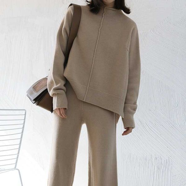 women elegant knit two piece set autumn winter pullover loose high waist straight pants outfits woman sweater tracksuits 210602, White
women elegant knit two piece set autumn winter pullover loose high waist straight pants outfits woman sweater tracksuits 210602, White