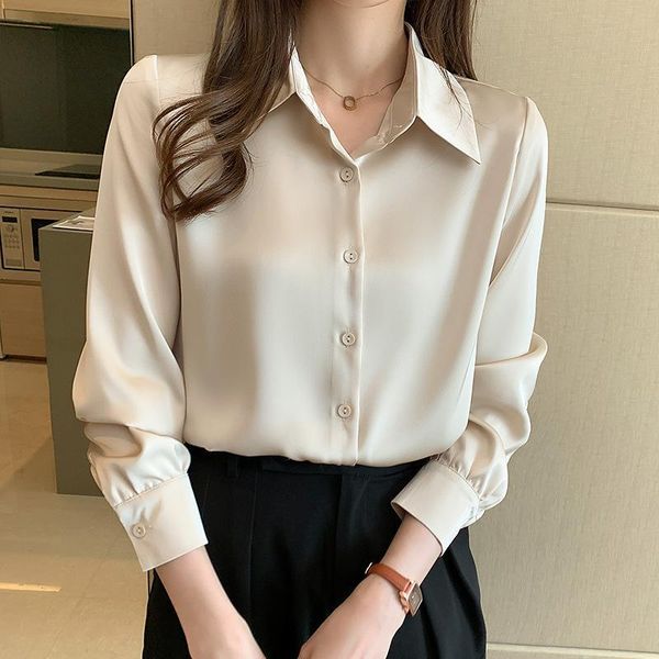 women's blouses & shirts real po 2021 spring wear korean silk satin long sleeve shirt versatile professional fashion, White
women's blouses & shirts real po 2021 spring wear korean silk satin long sleeve shirt versatile professional fashion, White