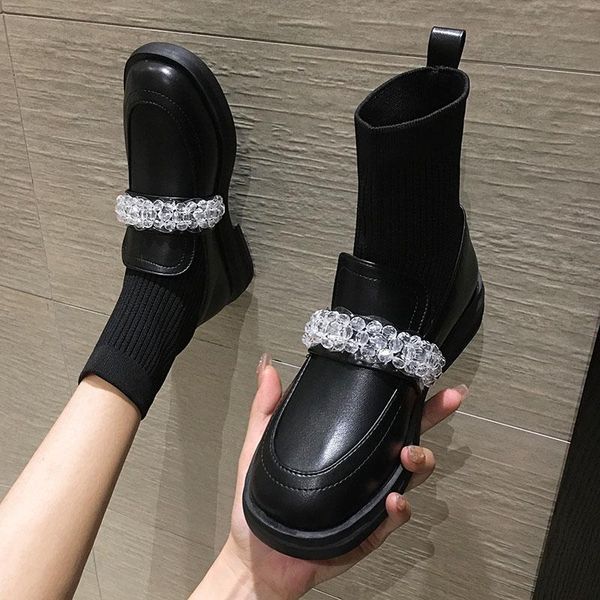 boots fashion elastic socks botas platform shoes short women's autumn crystal flower thick heel non-slip, Black
boots fashion elastic socks botas platform shoes short women's autumn crystal flower thick heel non-slip, Black