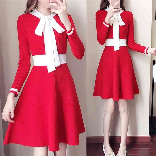 spring arrival long sleeve knitted sweater style women dresses bow decorated princess vintage dress 210527, Black;gray
spring arrival long sleeve knitted sweater style women dresses bow decorated princess vintage dress 210527, Black;gray