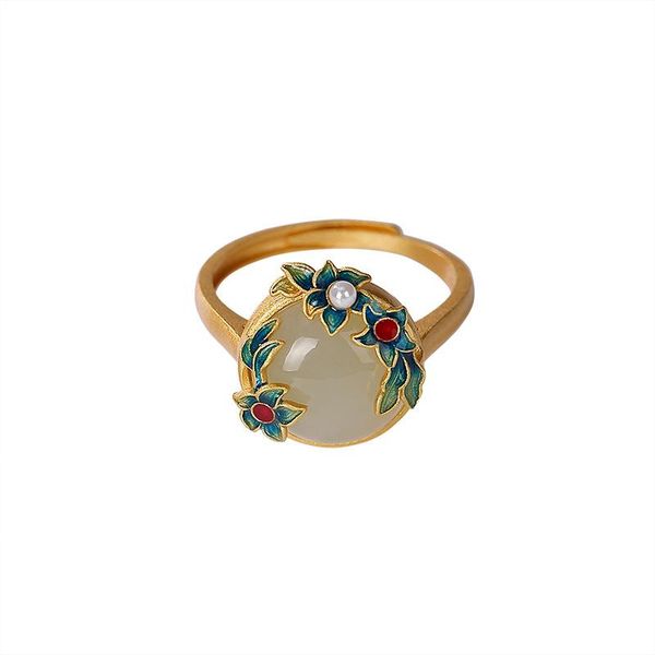 cluster rings baifuming s925 sterling silver gold-plated cloisonne hetian jade pearl ring vintage court flower ladies, Golden;silver
cluster rings baifuming s925 sterling silver gold-plated cloisonne hetian jade pearl ring vintage court flower ladies, Golden;silver